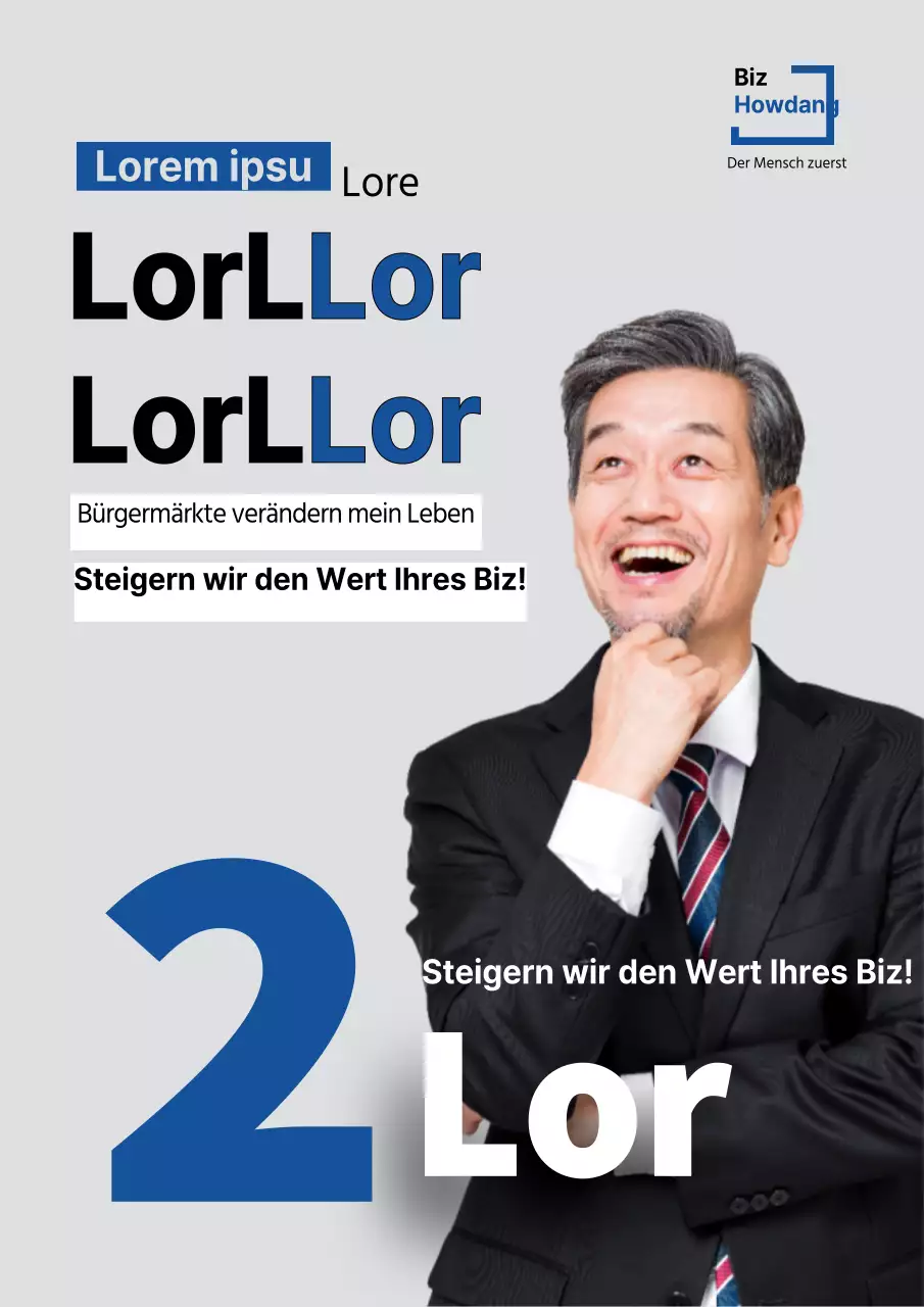 Einfacher Wahlkampf-Flyer in Grau und Blau