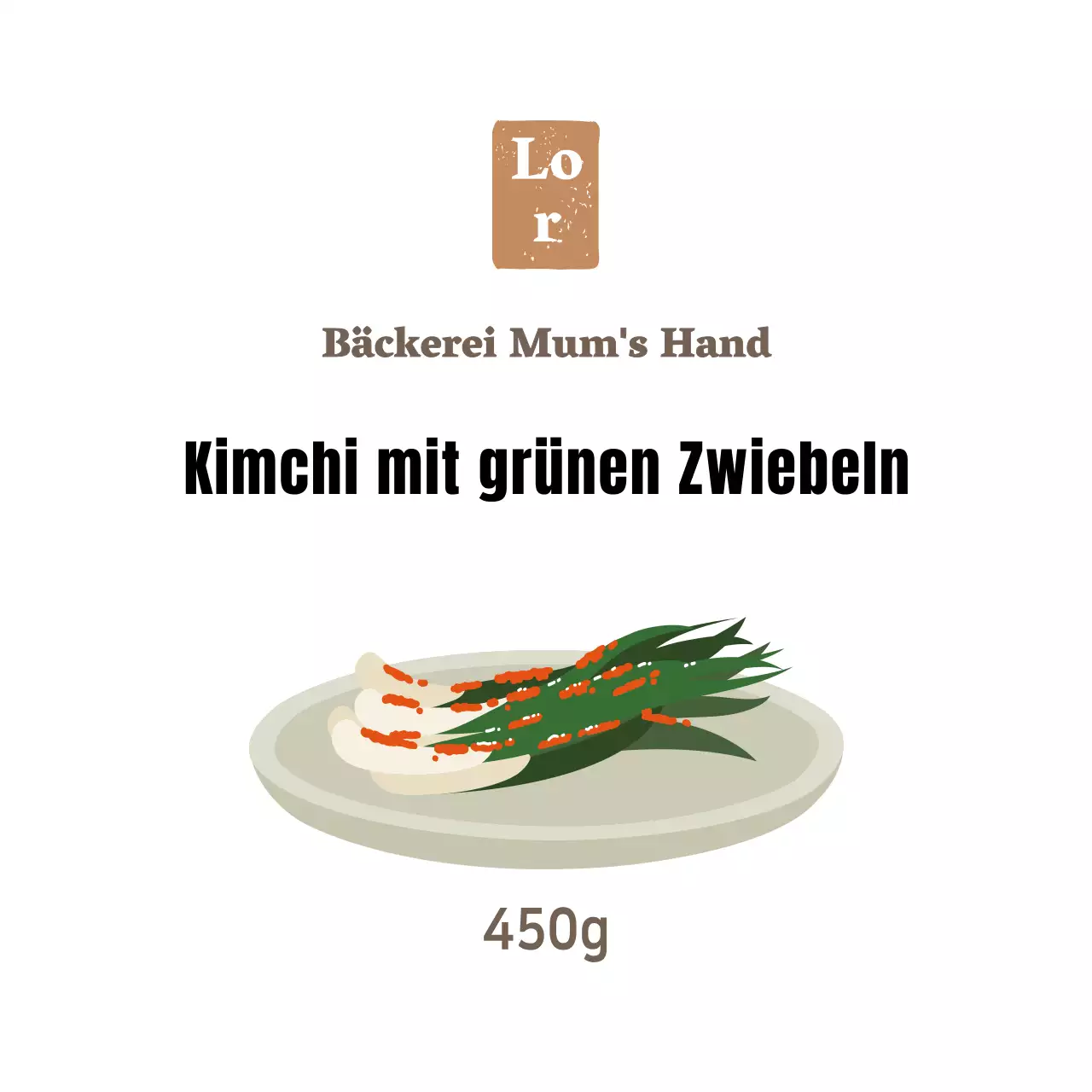 Weißer einfacher Feinkostbeilagen-Aufkleber für Grünzwiebel-Kimchi