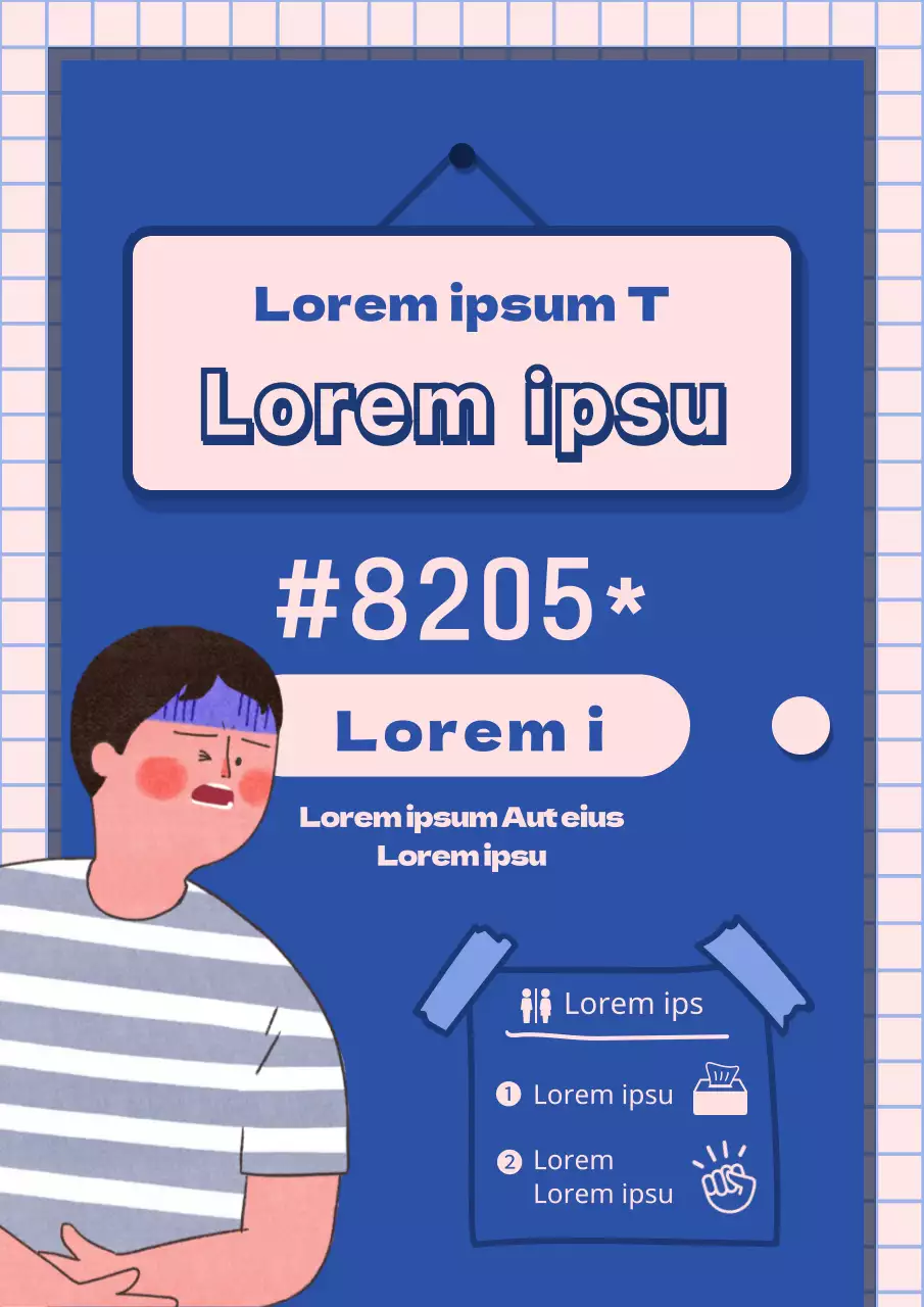 Blaue Tür Konzept Illustration Toilette Passwort Anweisungen