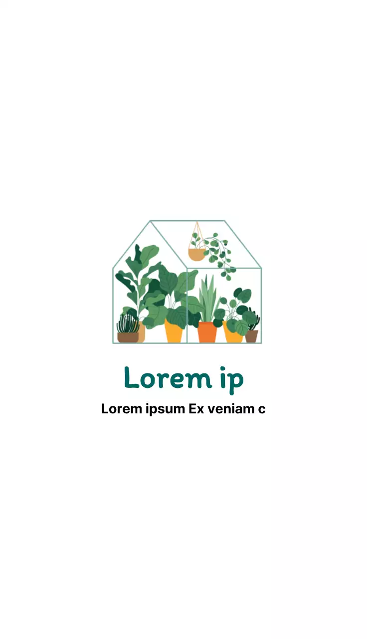 Gepflegtes botanisches Gartencafé mit weißen Illustrationen