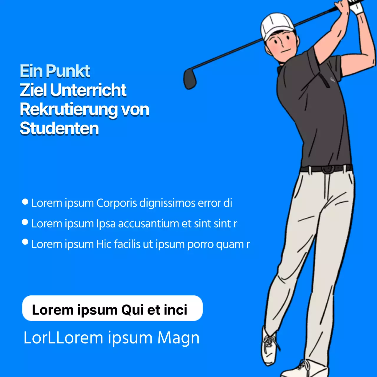 Blaue saubere Illustration Golfunterricht Rekrutierung