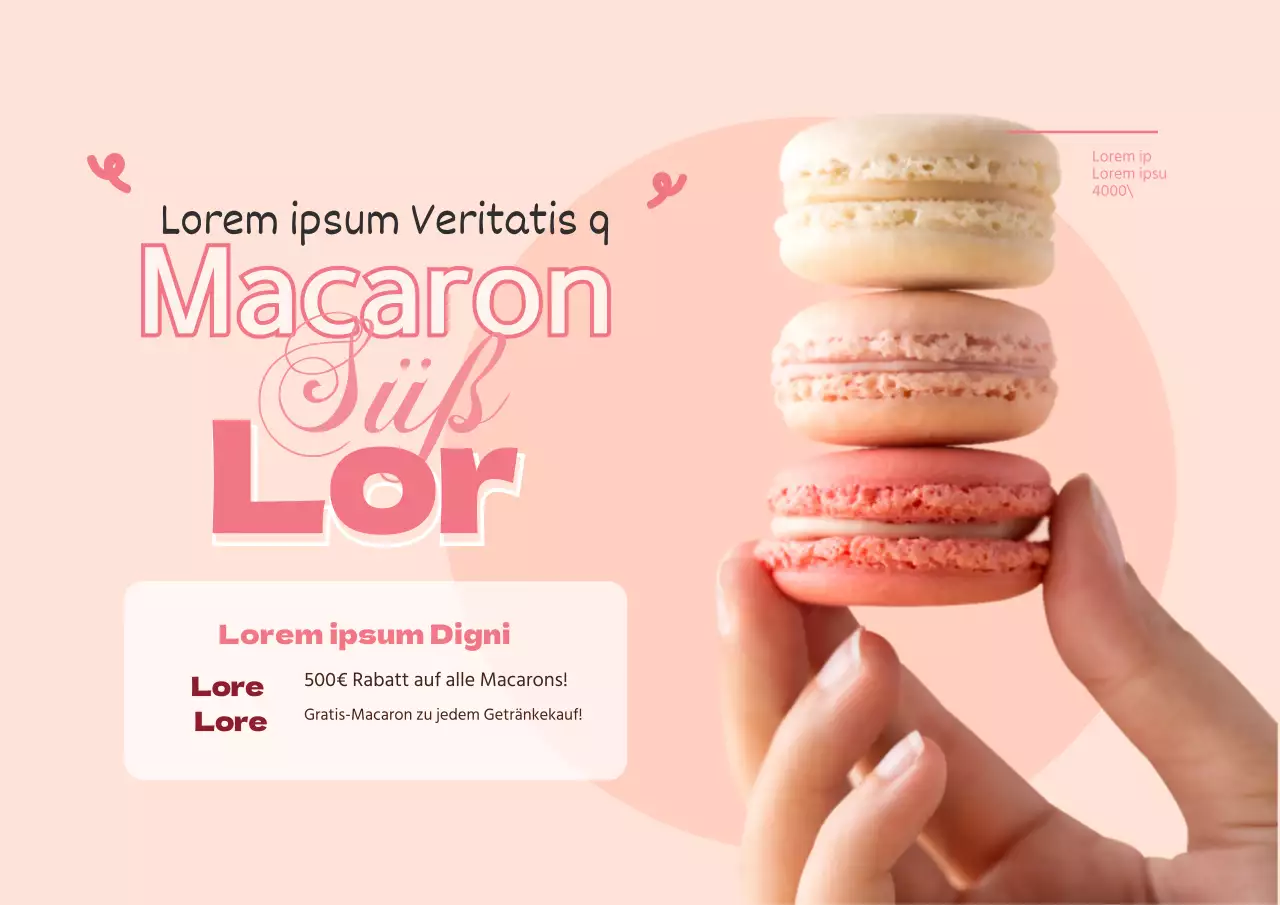 Werben Sie für süße Desserts, indem Sie rosa Fotos hervorheben