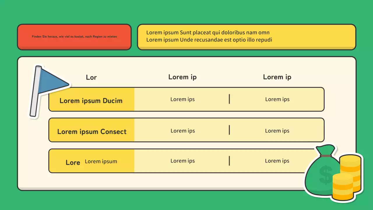 Ein Portfolio für Moderatoren in der Performance-Branche mit einem niedlichen rot-grünen Aufkleberkonzept