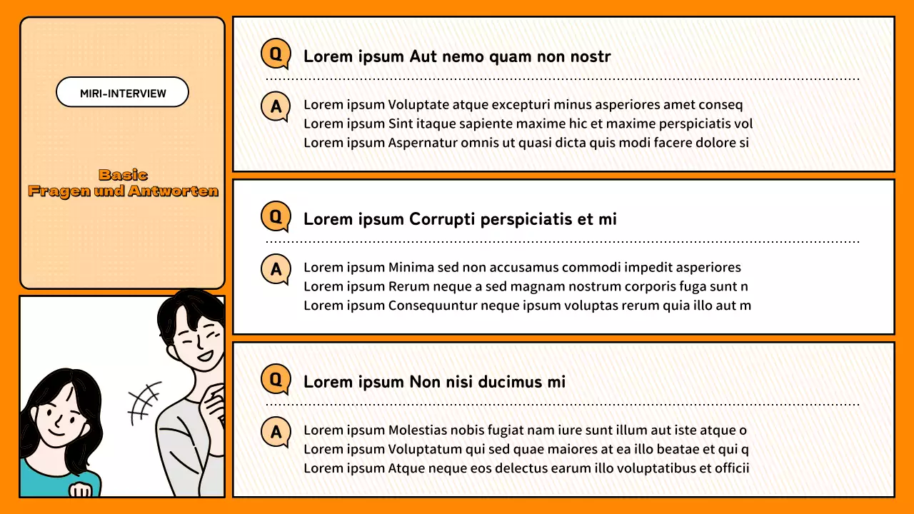 Einfache orangefarbene Q&A-Präsentation