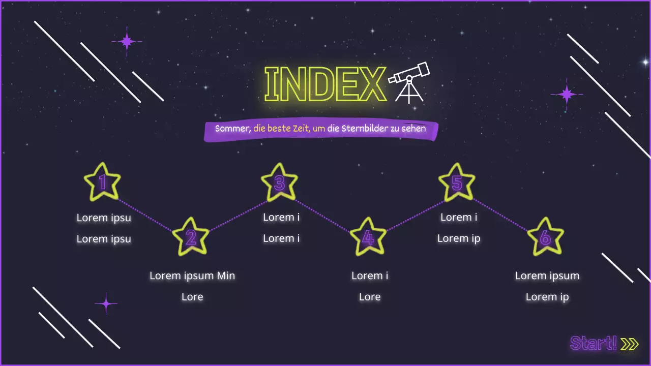 Mystische neongelbe und violette Unterrichtsmaterialien