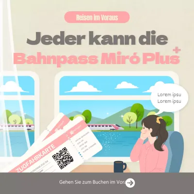 Beige Grau Rosa Illustration Eisenbahn Tag Rail Pass Social Media
