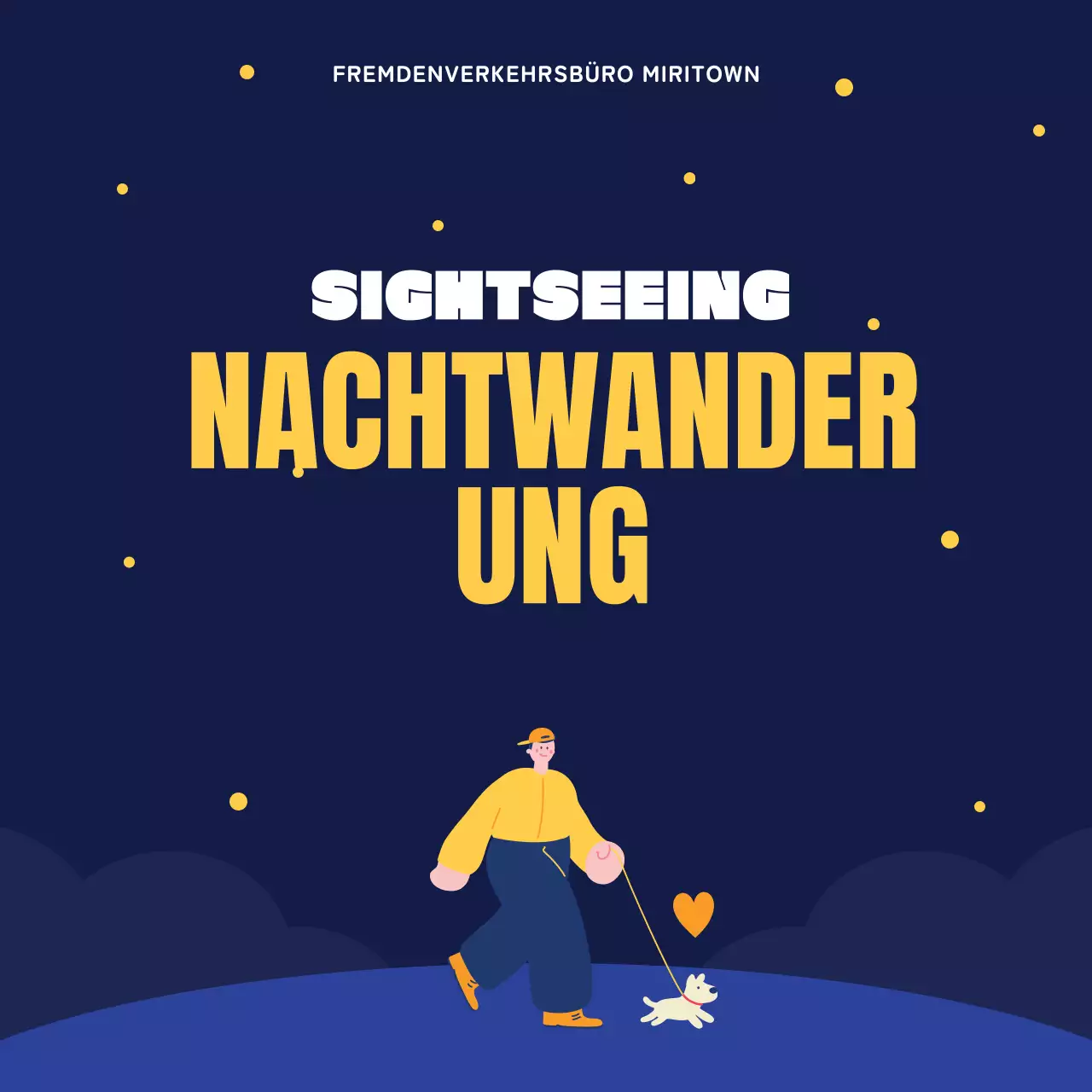 Ein Leitfaden für nächtliche Attraktionen in Marineblau und Gelb