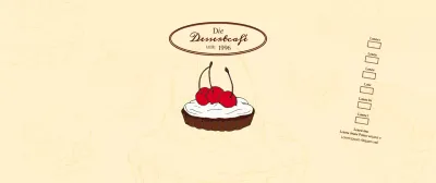 Werbung und Information für Cafés mit einem gefühlvollen Logo in Rotbraun und Hellgelb