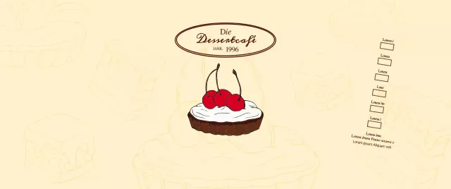 Werbung und Information für Cafés mit einem gefühlvollen Logo in Rotbraun und Hellgelb