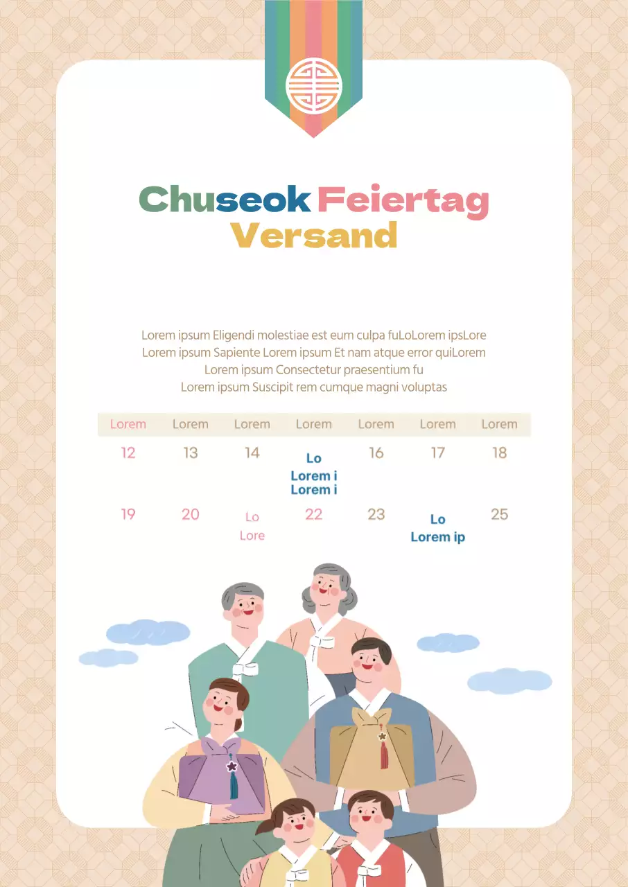 Chuseok-Feiertagszustellung mit einem warmen beige gemusterten Hintergrund
