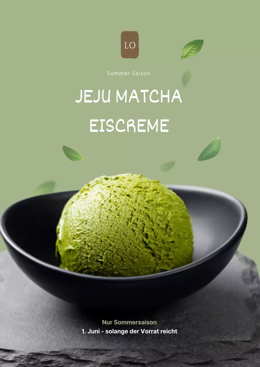Einfaches grünes Hängebanner für ein Matcha-Eiscafé