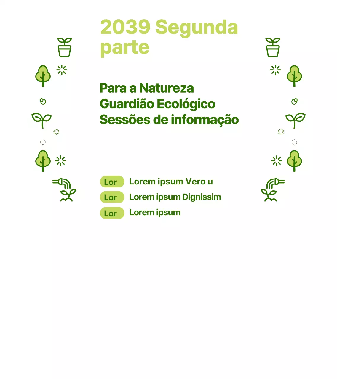 Ícone simples da natureza estilo combinação em verde e chartreuse Acerca do briefing sobre a gestão ecológica