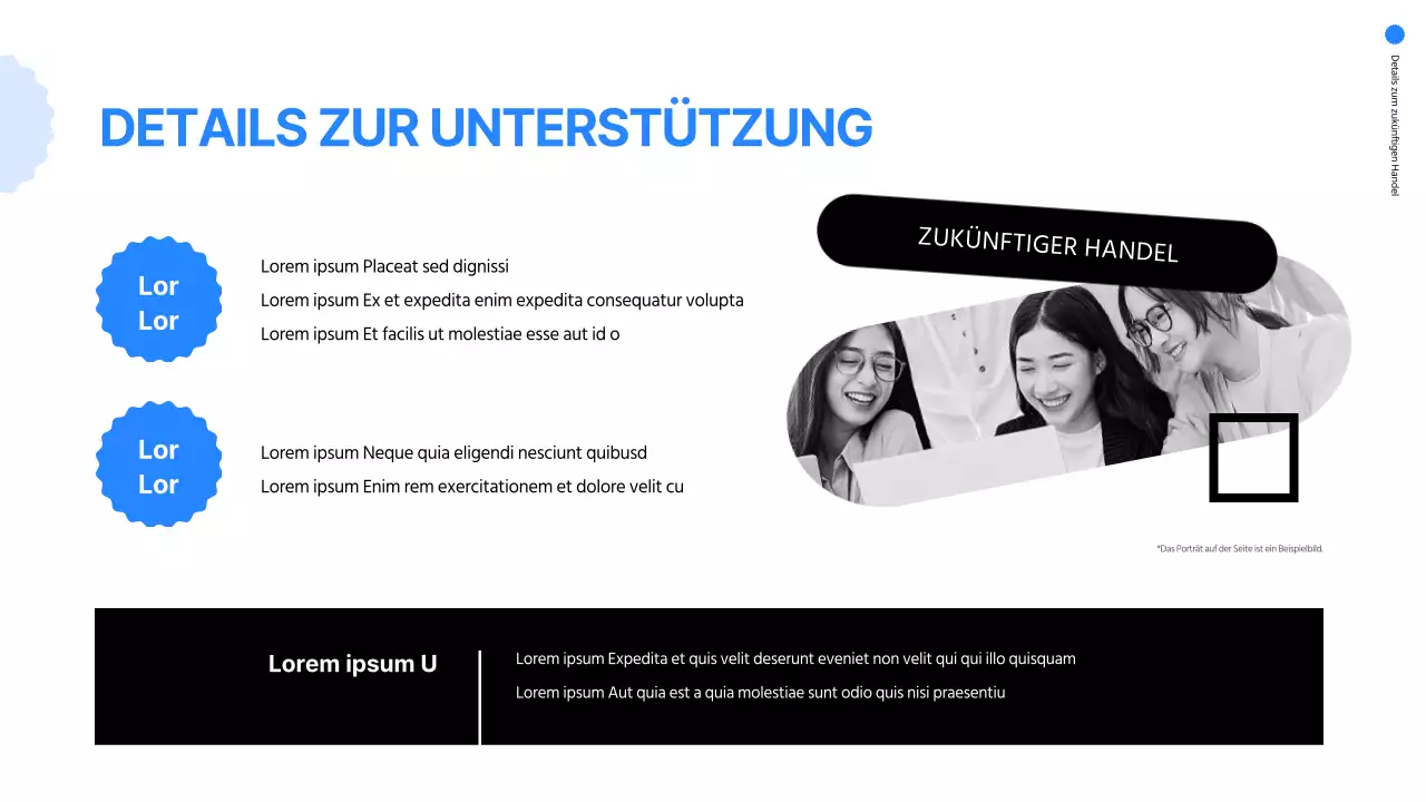 Einfache Online-Präsentation der Jobbörse in Blau und Weiß