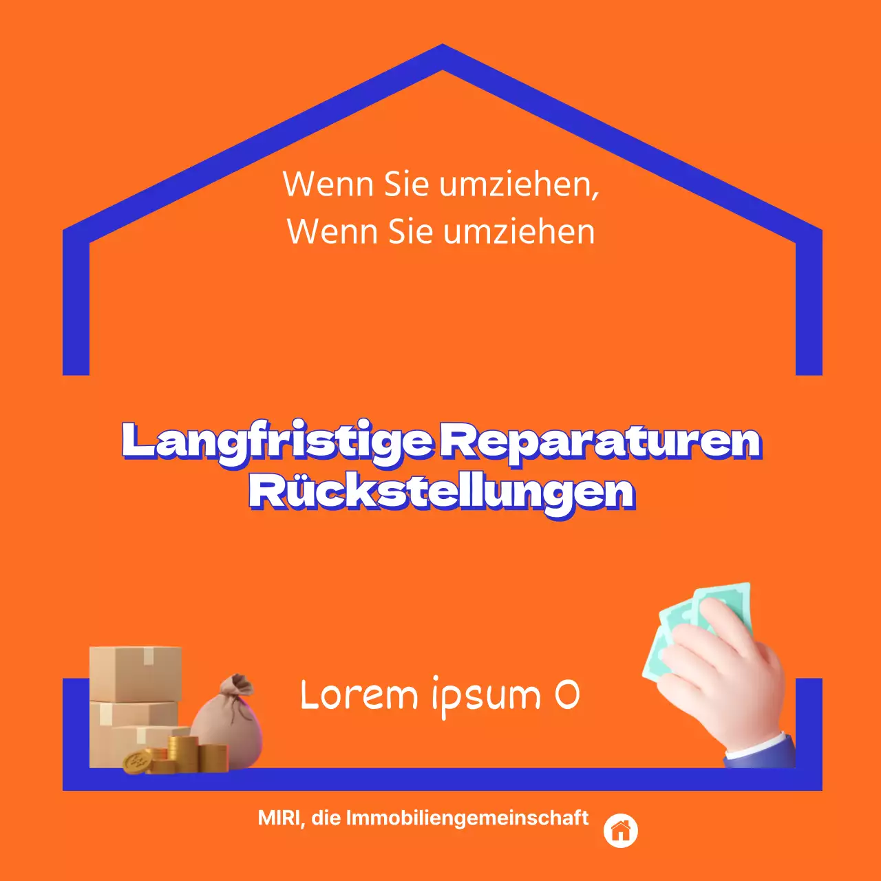 Kartennachrichten über die blau-orangefarbene Herbstumzugssaison Langzeitreparaturzulage