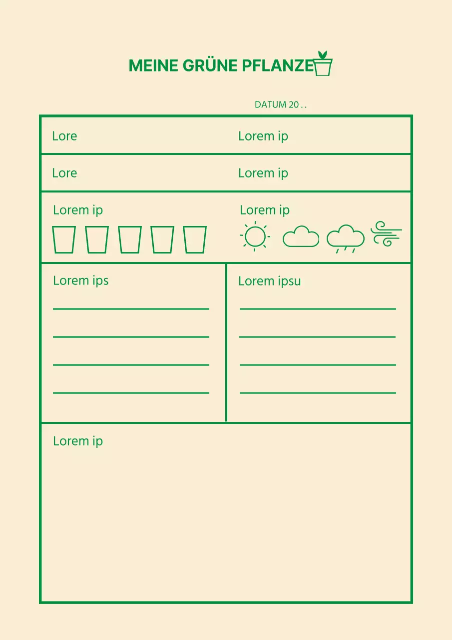 Pflanzenbeobachtungsjournal Design-Poster in Beige und Grün