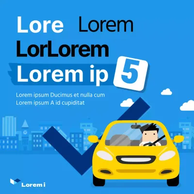 Illustration Konzept eines Autos auf der Straße in blau und gelb