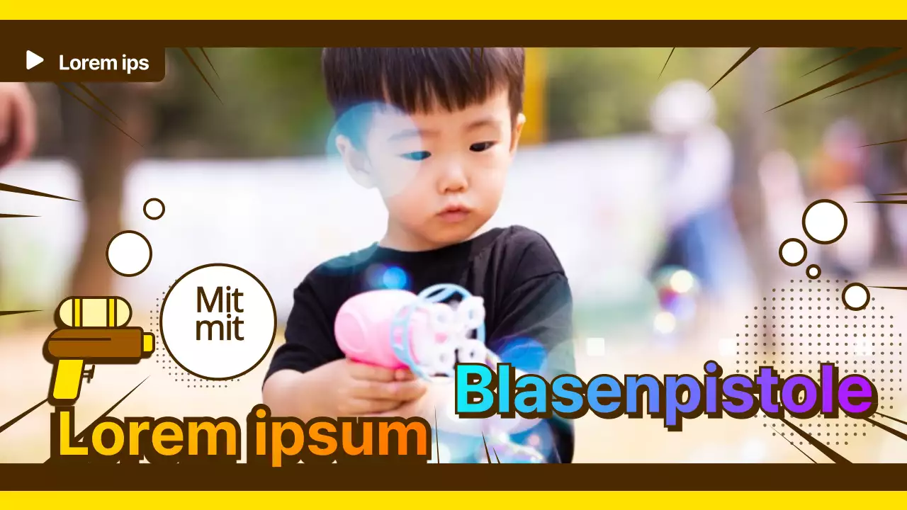 Gelbe und braune cartoon-focused Rahmen mein Geld wert bubble gun Überprüfung