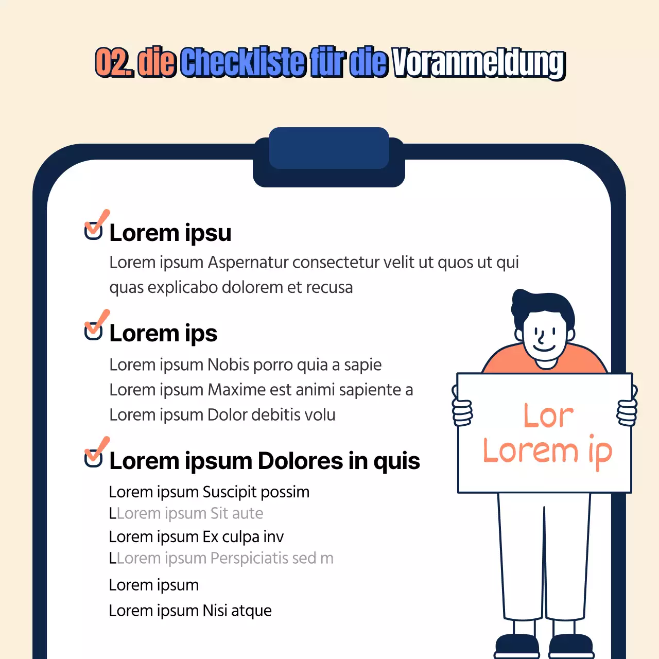 Informationskarte zur Patentanmeldung in Beige, Blau und Orange News