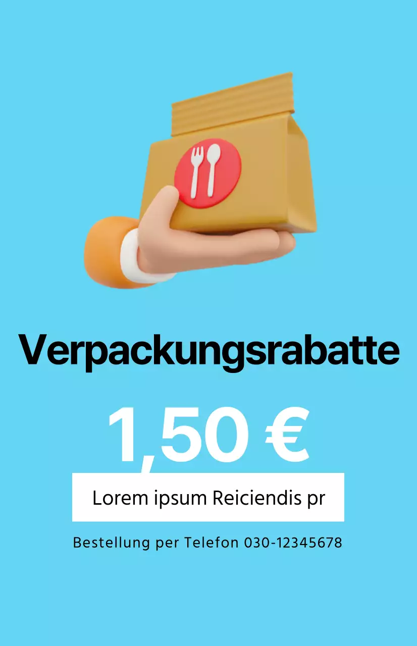 Eine saubere Rabattaktion mit einem Bild zum Mitnehmen auf hellblauem Hintergrund