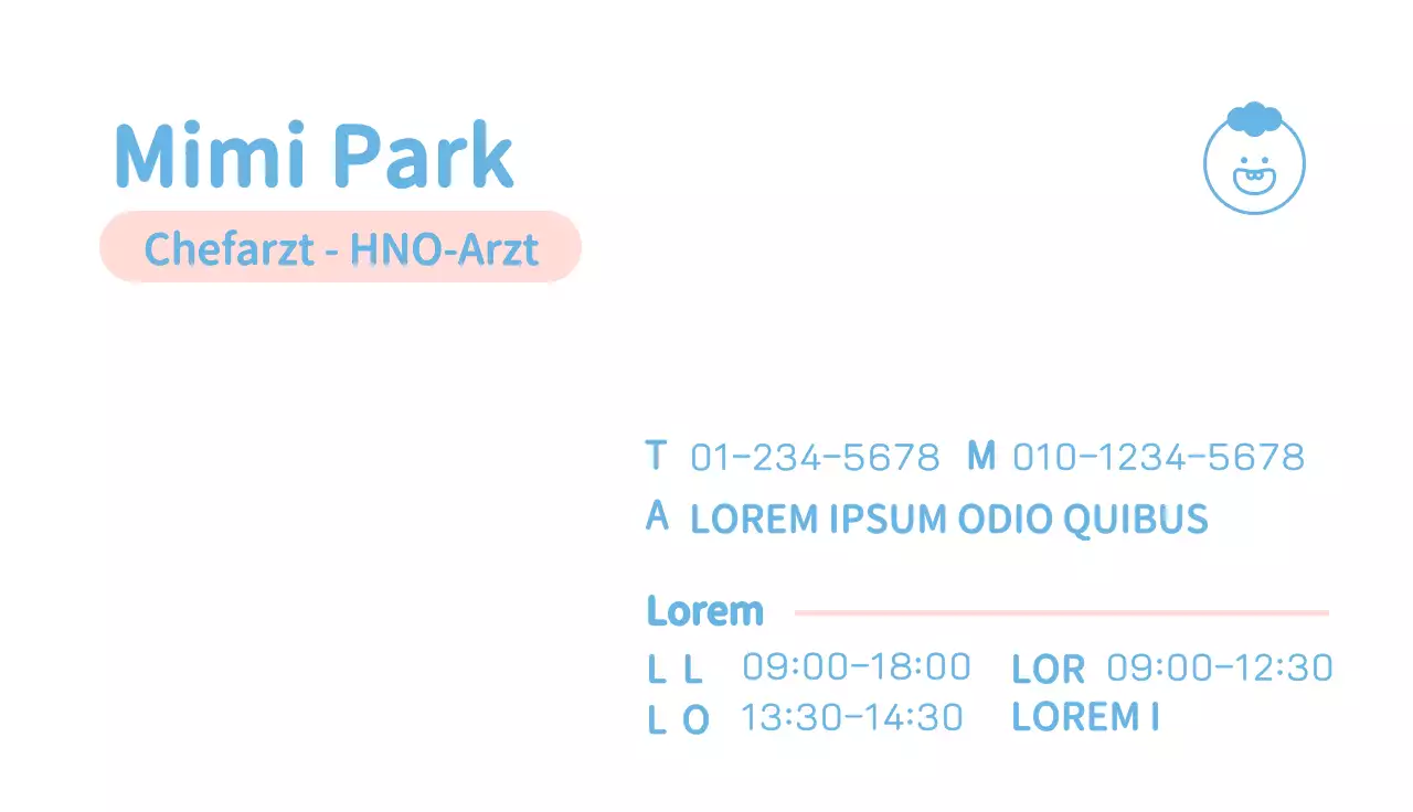 Einfaches pädiatrisches Krankenhaus mit hellblauer und rosafarbener Illustration eines Kindes