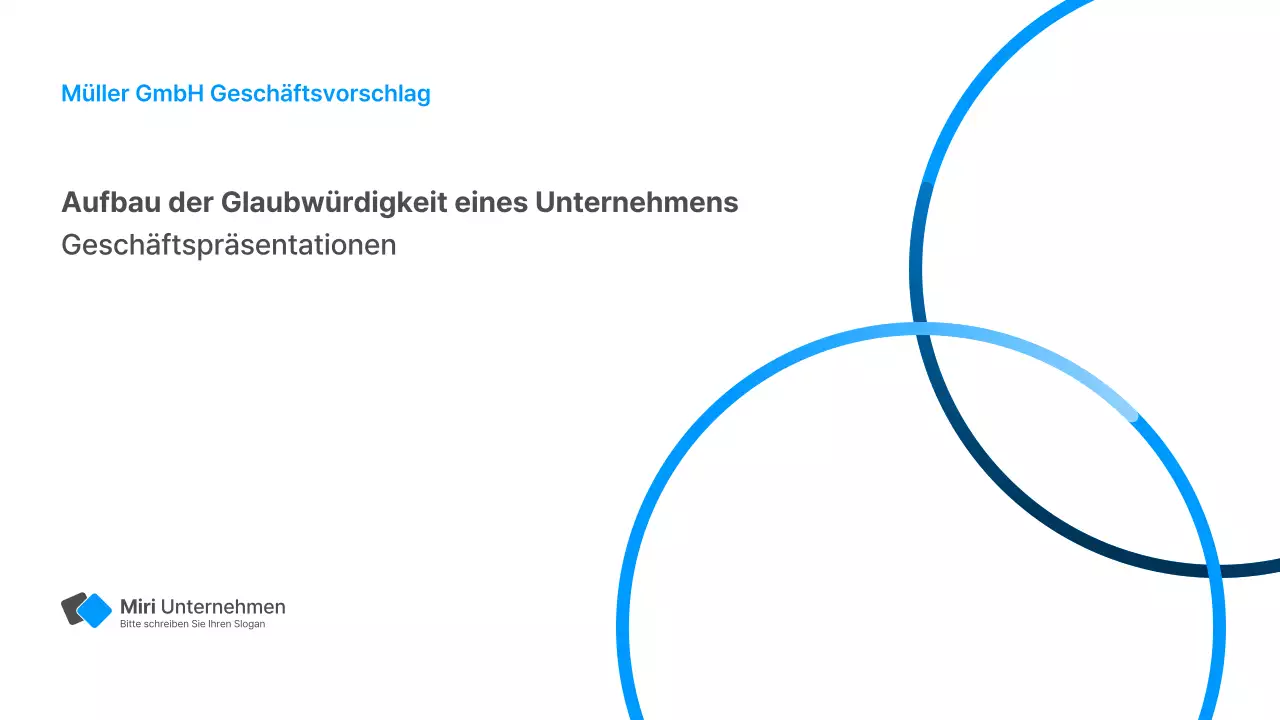 Geschäftsbericht mit einem modernen Farbverlauf in Weiß und Blau