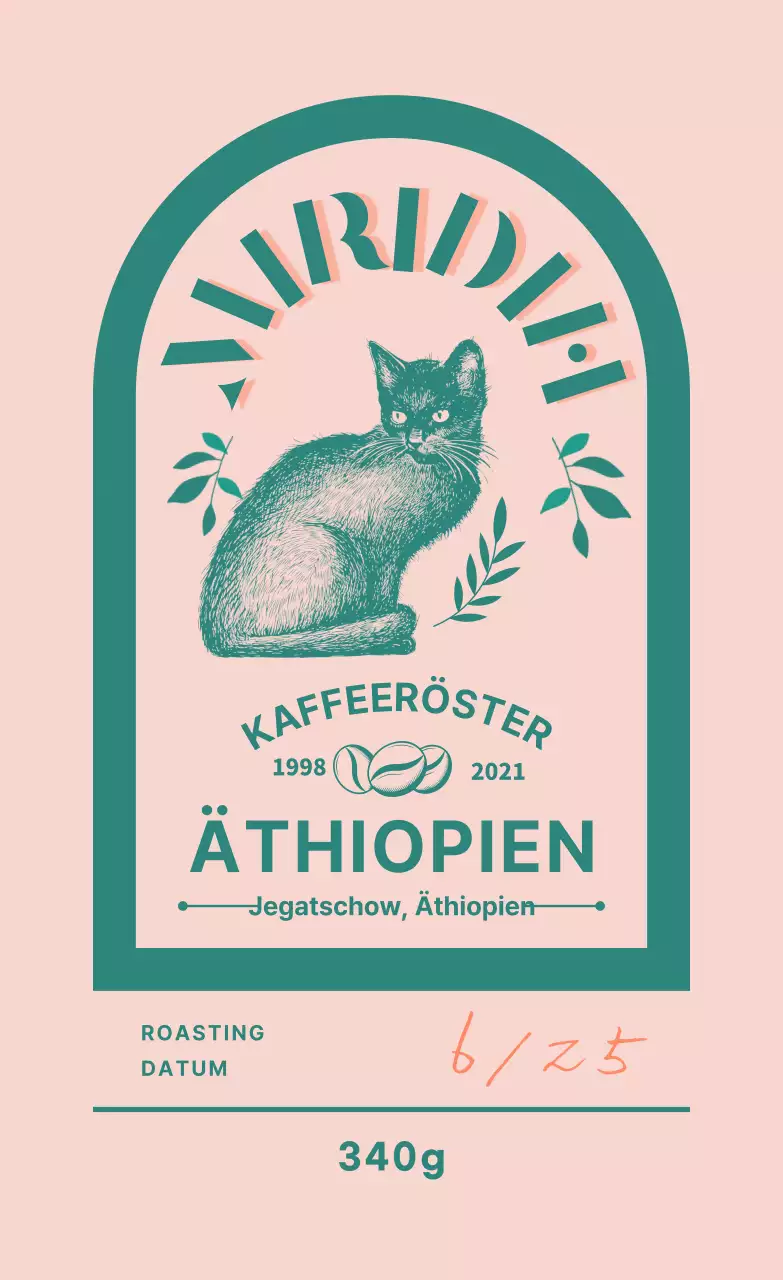 Führer zu Kaffeemarken und -bohnen mit grünem und rosa typografischem Design