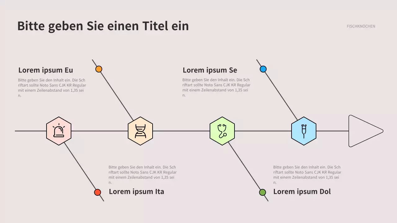 Ein sauberes Fischgrätdiagramm in Grau und Schwarz