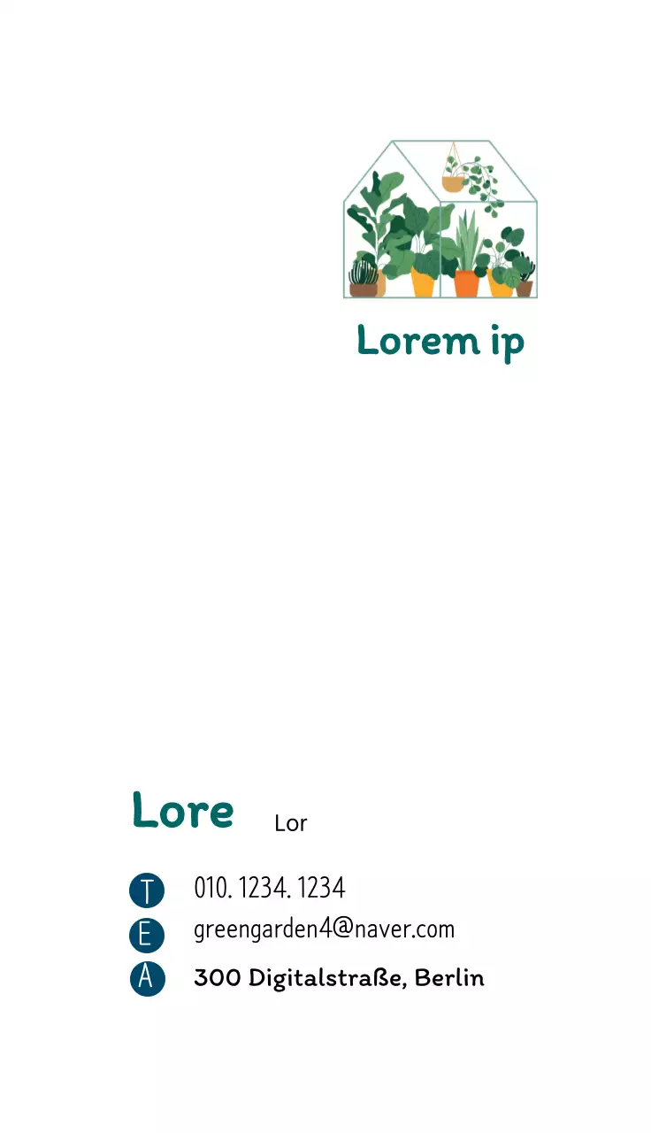 Gepflegtes botanisches Gartencafé mit weißen Illustrationen