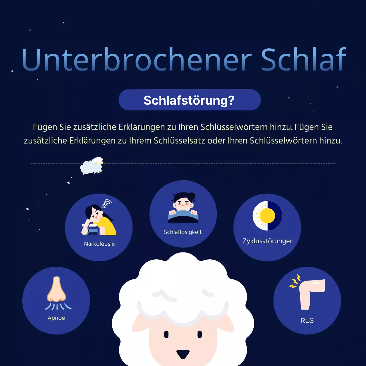 Dunkle, verträumte Nächte mit marineblauen und violetten ungebetenen Gästen Diagnose der Schlaflosigkeit