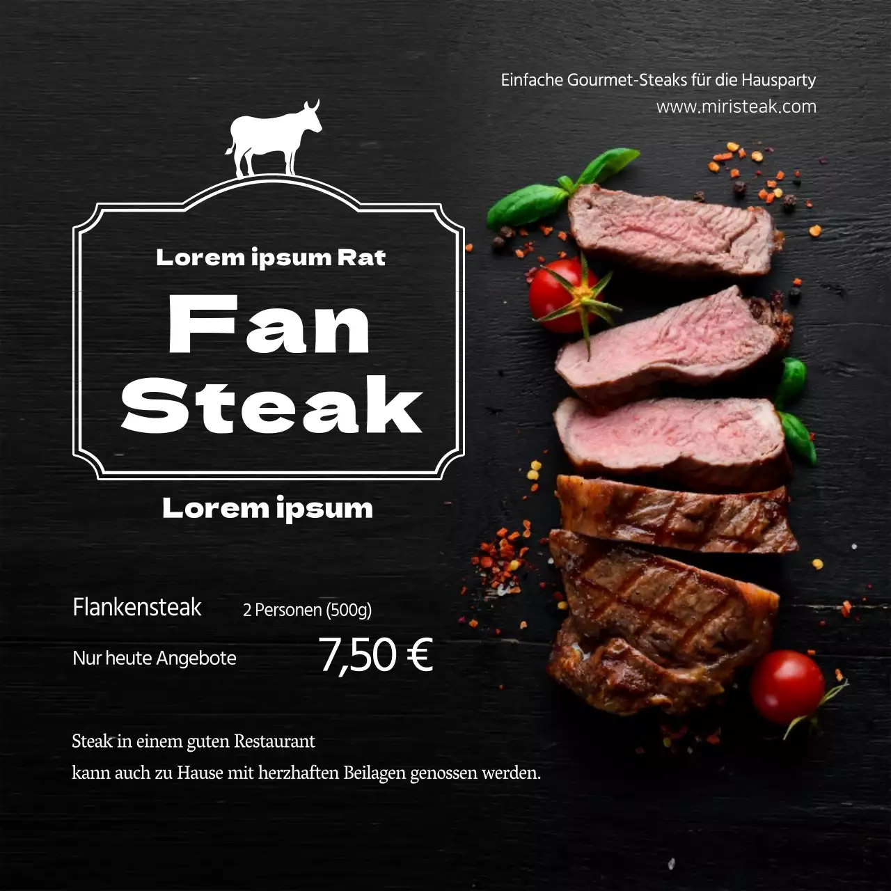 Black Easy Home Party Flank Steak Deal Promotion