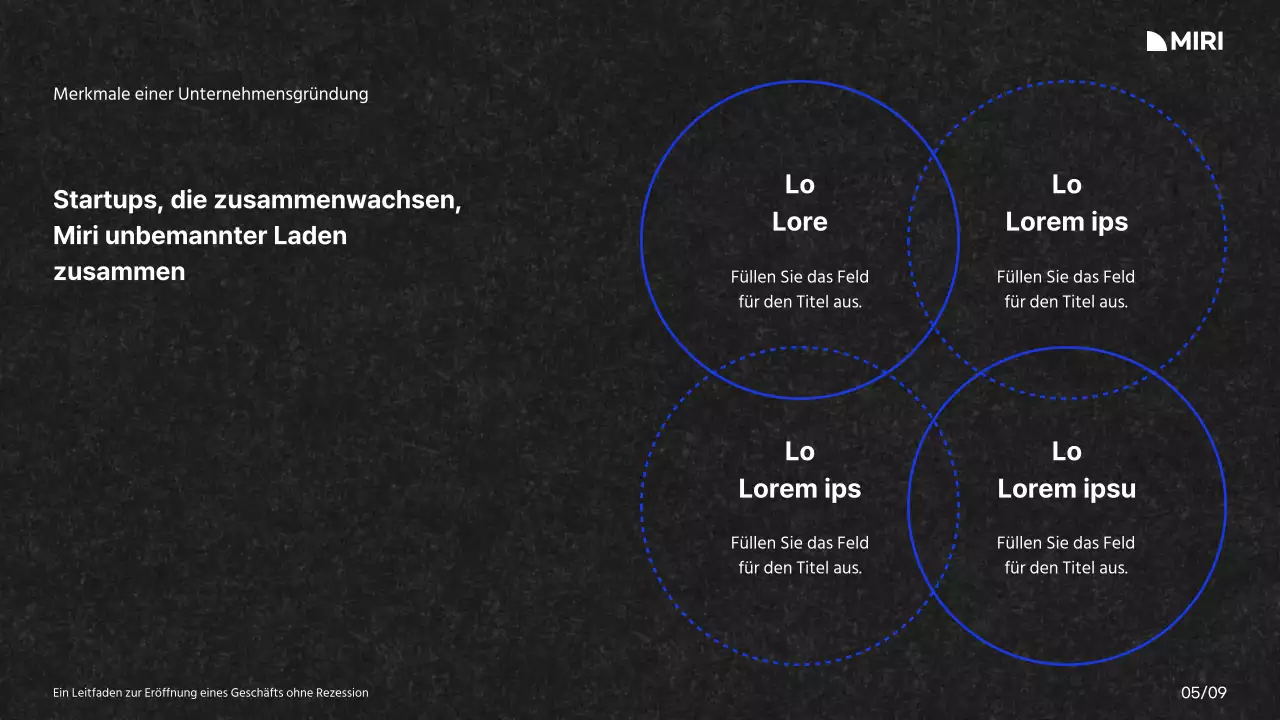 Ein Leitfaden für die Einrichtung eines Einkaufszentrums mit weißem, blauem und schwarzem Farbschema und Rasteranordnung