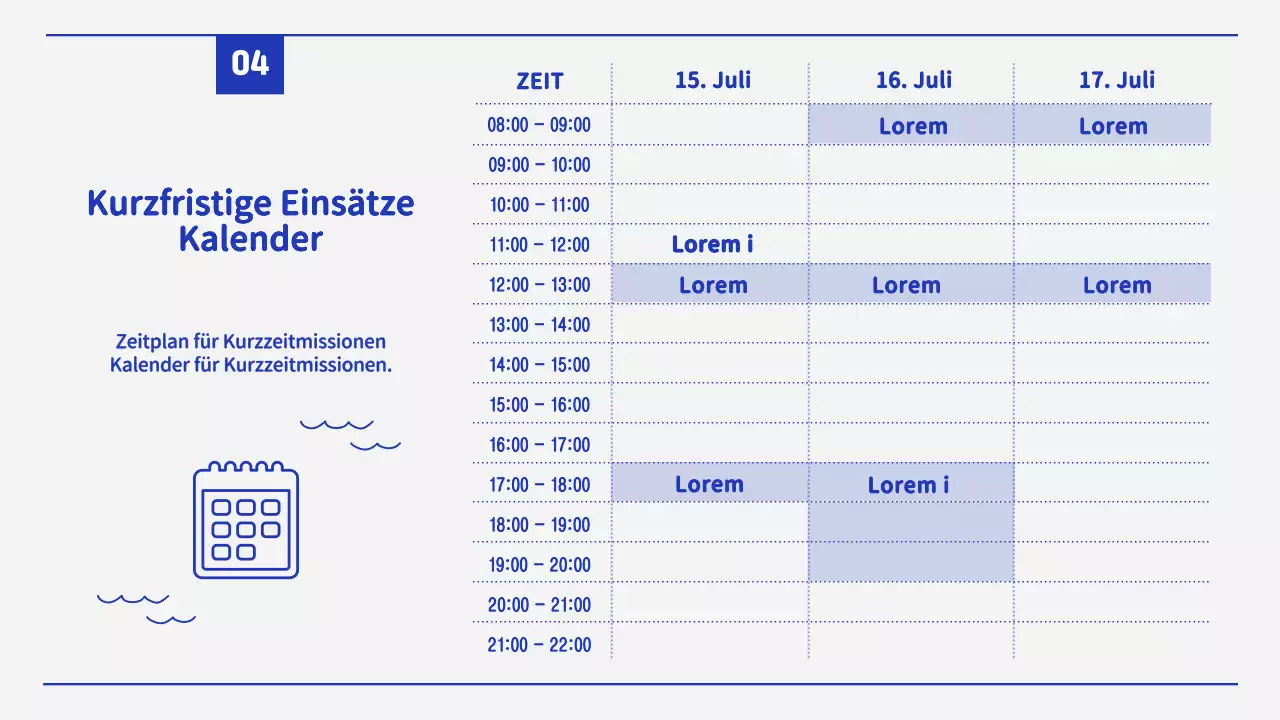 Eine einfache Sommermission mit blauen und weißen Linien