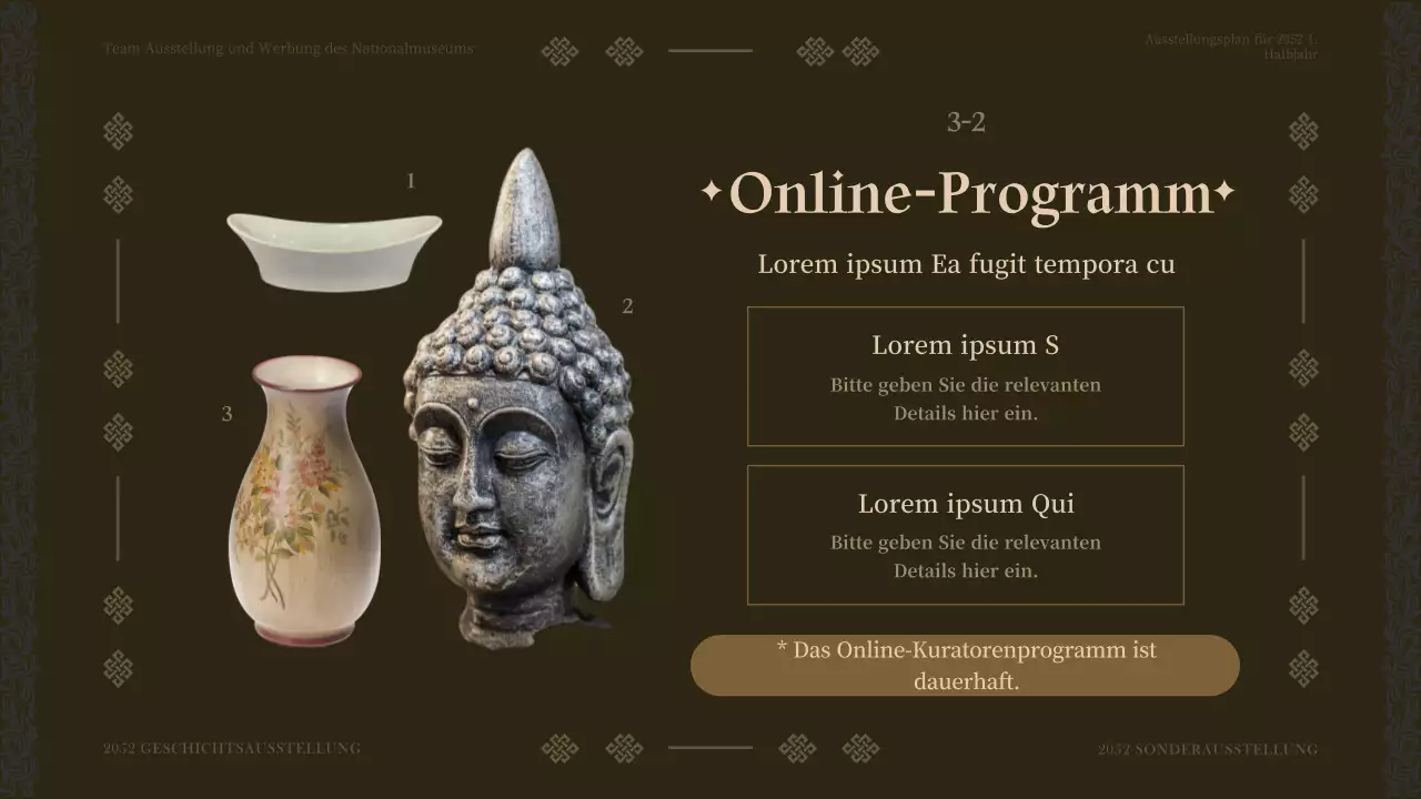 Brauner Ton Museum Ausstellungsprogramm Plan für die erste Hälfte des Jahres