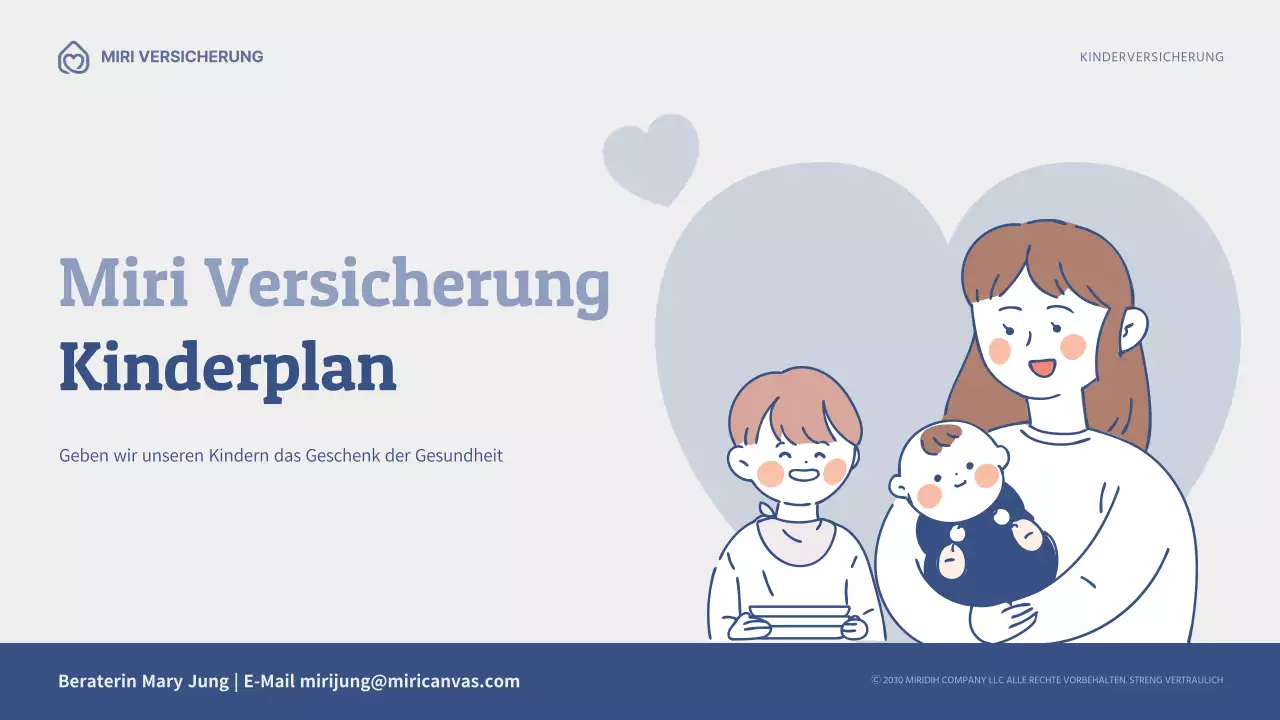 Versicherungsantrag für Kinder mit marineblauen Illustrationen