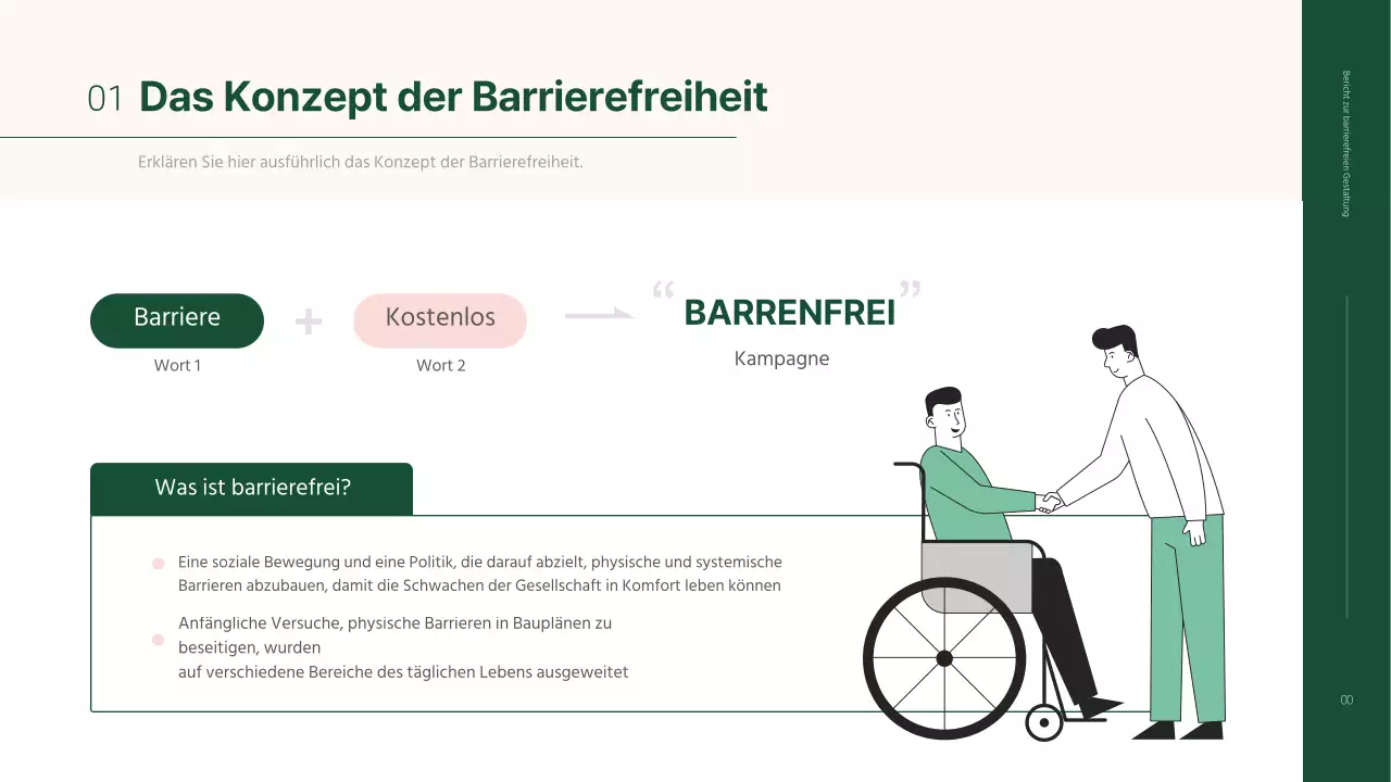 Einfache barrierefreie Aufgabenpräsentation in Beige und Grün