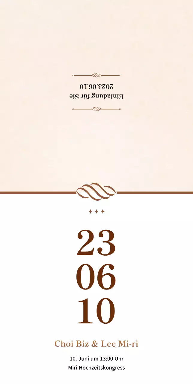 Einfache Hochzeitseinladungen in Weiß und Braun