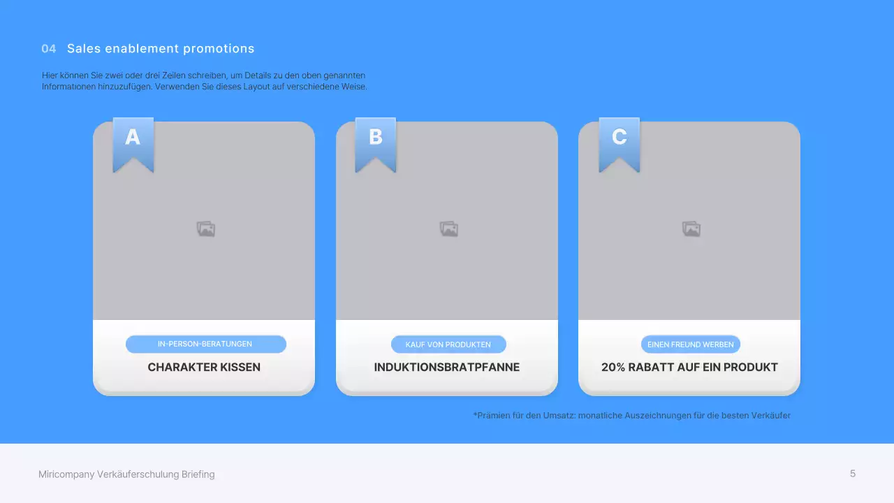 Schulung von Verkäufern mit blauen, dreidimensionalen Formen