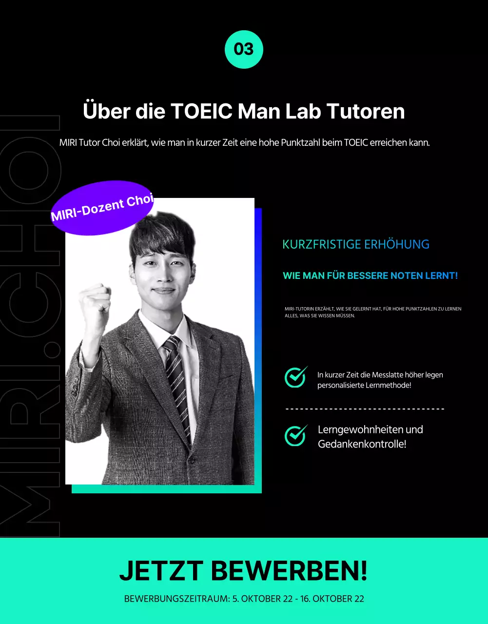 Treten Sie dem blauen und mintfarbenen TOEIC-Studienteam bei