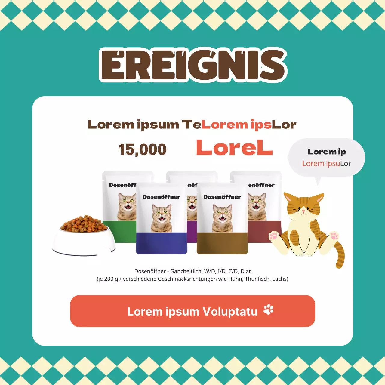 Über dieses warme und kuschelige Haustier Katze Hundefutter in türkis und braun