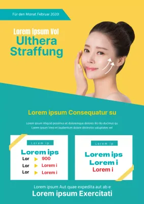 Stilvoller Veranstaltungsflyer für Facelifting-Verfahren in Gelb und Grün