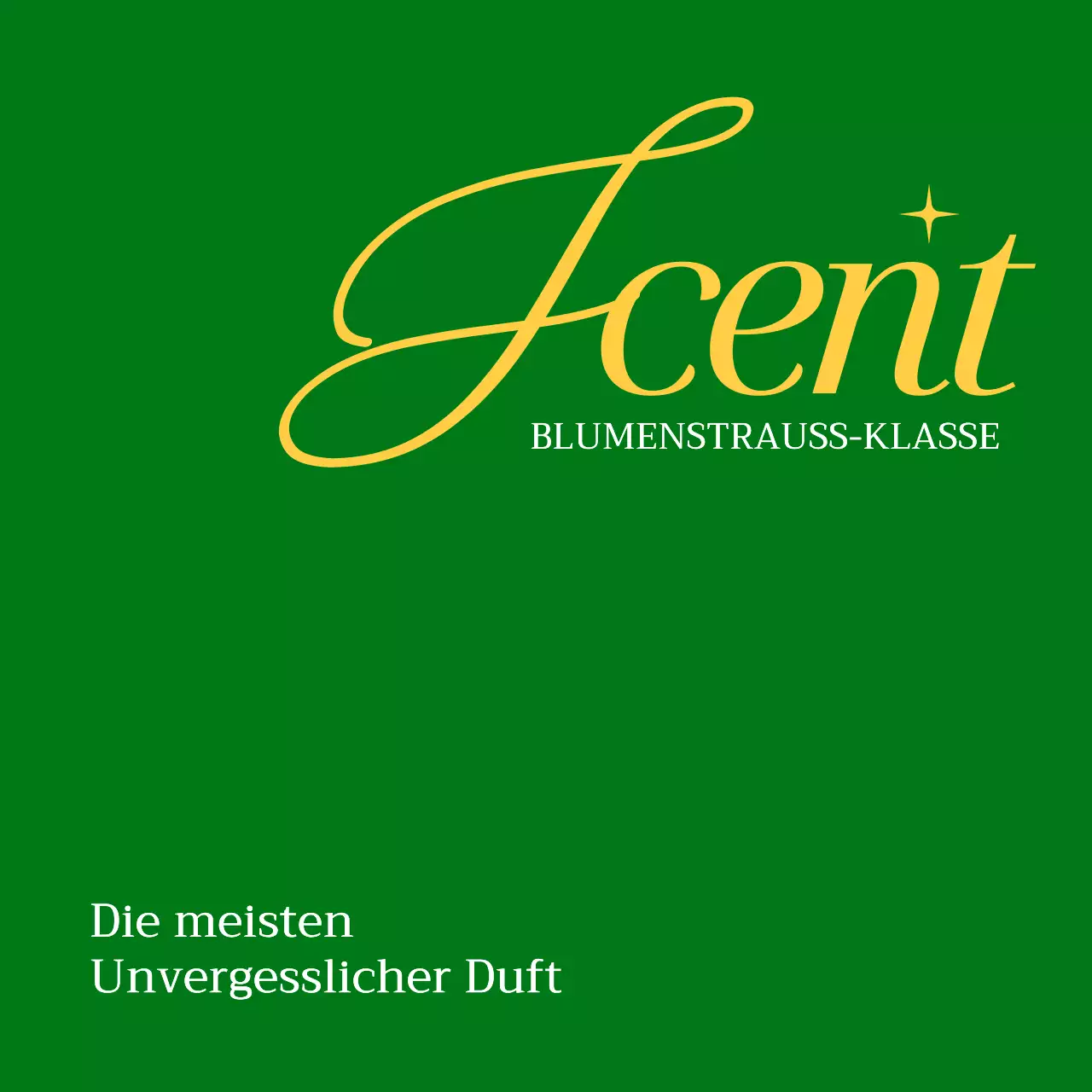 Einfacher grüner und gelber Text zur Bewerbung eines Blumenladens