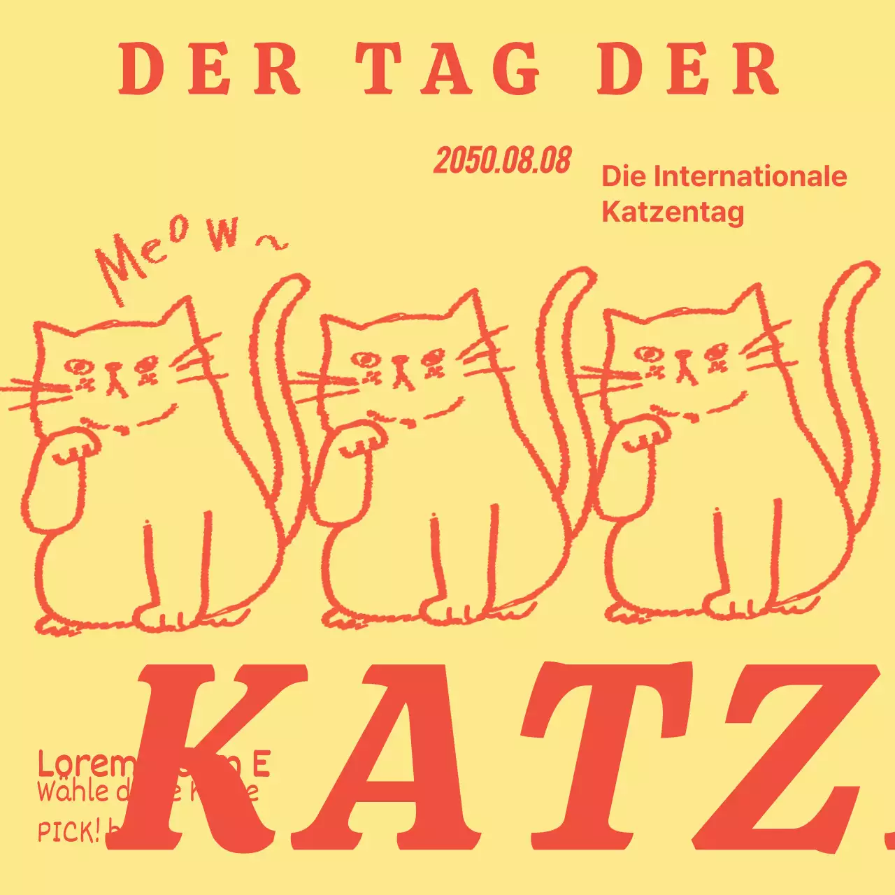 Ein einfacher Beitrag zum Internationalen Katzentag in Gelb und Rot