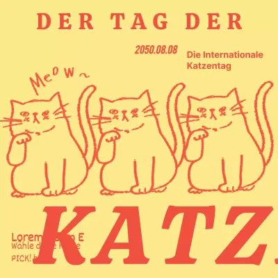 Ein einfacher Beitrag zum Internationalen Katzentag in Gelb und Rot