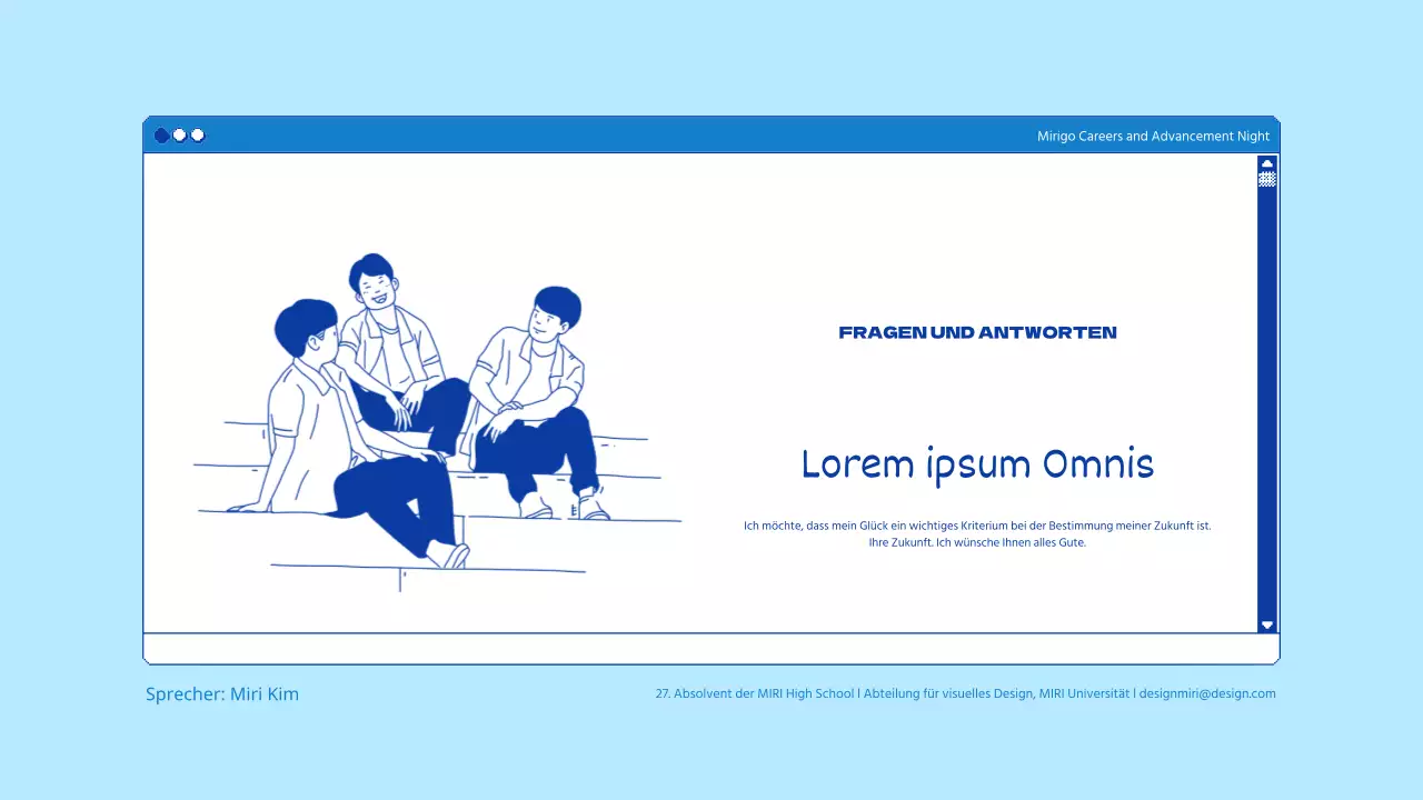 Universitätspräsentationen in einem blauen Browserthema