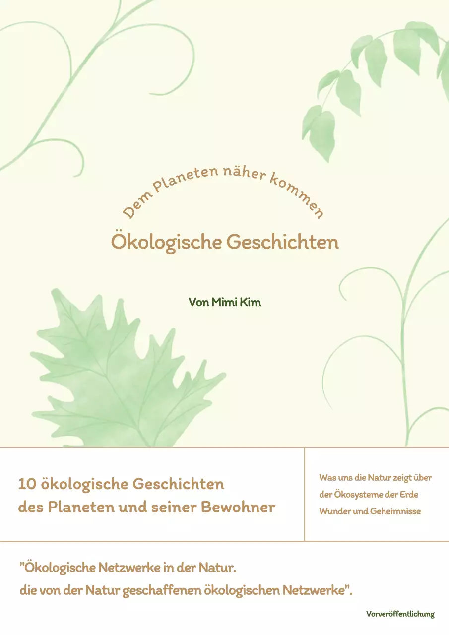 Ein einfacher Ökologieführer mit Blattillustrationen und einem ultramarinblauen Elfenbeinthema