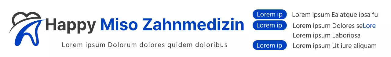 Einfaches, sauberes zahnmedizinisches Symbol-Logo in Schwarz und Blau für zahnmedizinische Informationen und Werbung