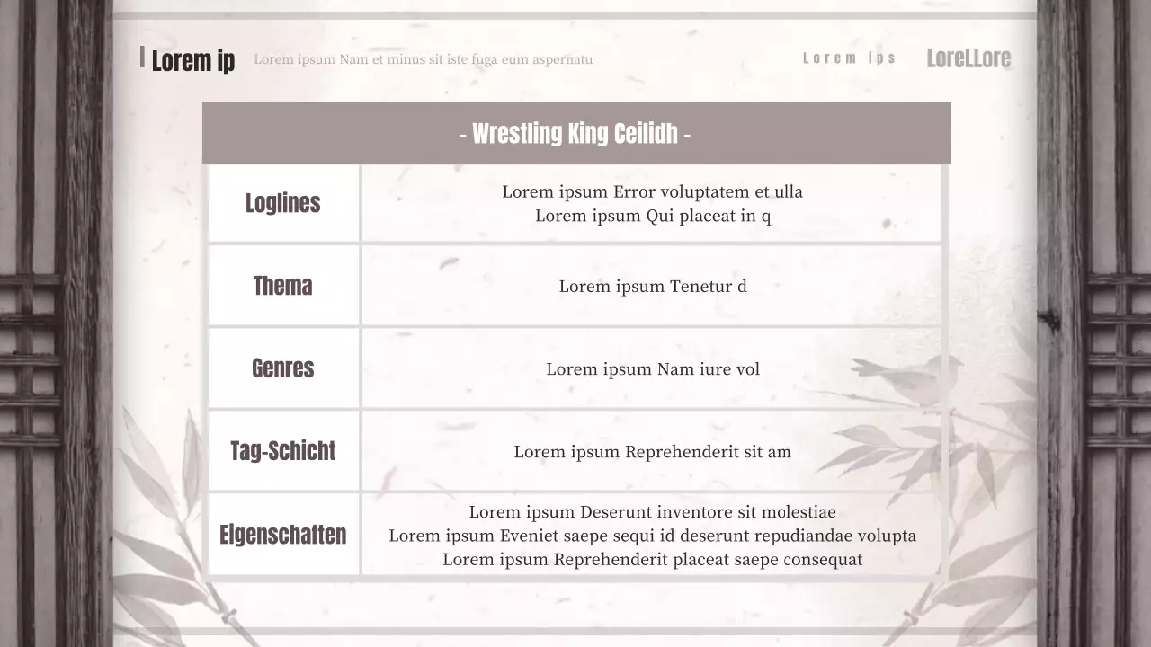 Braun und beige orientalisation konzept sagas wrestling webtoon vorschlag