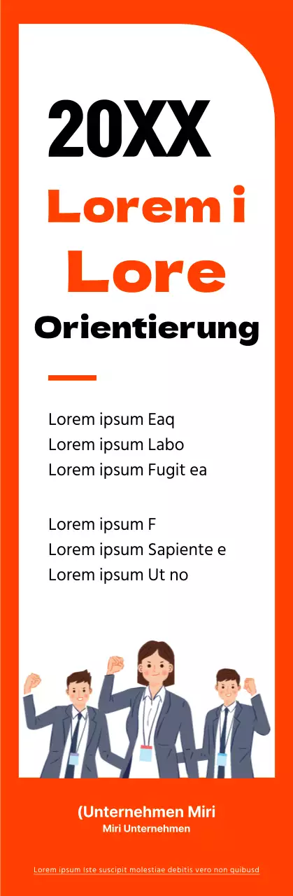Einfacher Rahmen in Orange und Schwarz für Informationen zur Orientierung neuer Mitarbeiter