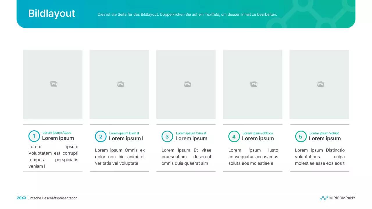 Einfache Geschäftspräsentation mit Farbverlauf in Hellblau und Grün
