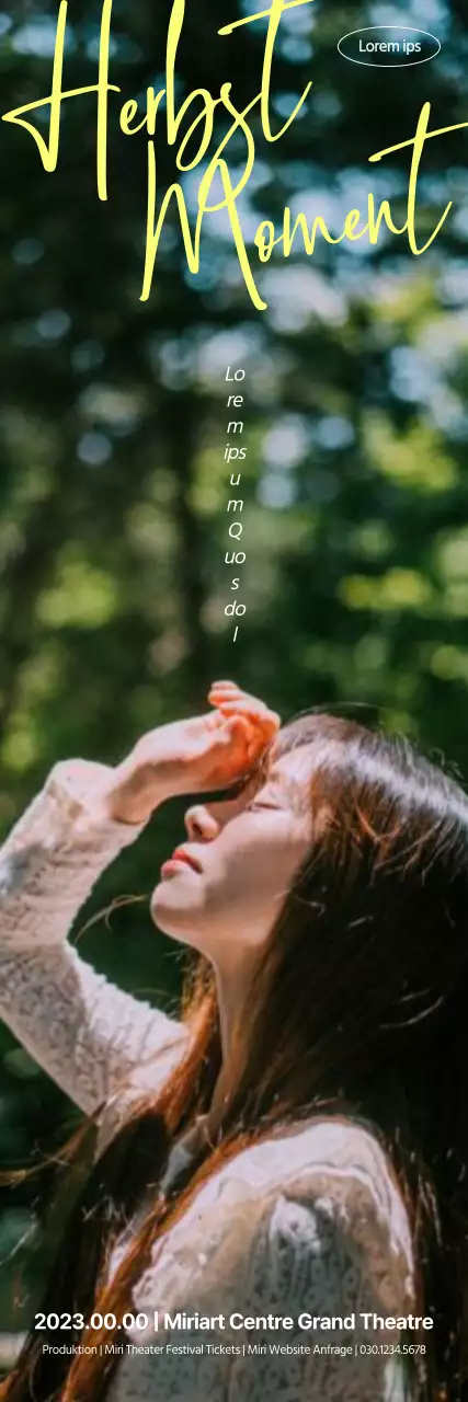 Ein Quasi-Performance-Stück mit dem Foto einer weiblichen Protagonistin in einer üppigen Waldlandschaft, unterlegt mit einer emotionalen englischen Handschrift.